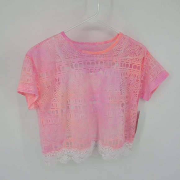 Design History Girls Pink Fuchsia Cropped Top Large NWT - Picture 1 of 2